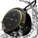 iFox Portable Bluetooth Shower Speaker, IPX7 Waterproof Outdoor Wireless Speaker, Built-in Mic, Carabiner, Beach, Camping, Hiking, Pool, Great Gift, Black/Gold