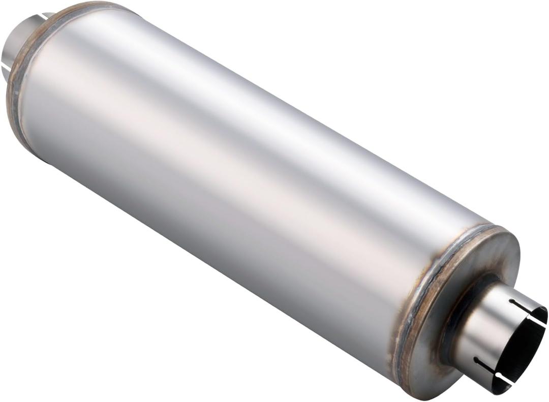 5 Inch Exhaust Muffler, 5" Inlet/Outlet 30" Overall Length Resonator, Stainless Steel Straight Through Design Performance Muffler, 1 PC (5'' inlet, 8'' body width)