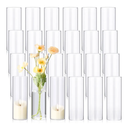 24 Pcs 8 Inch Tall Glass Vases Bulk Clear Cylinder Flower Vases Transparent Candle Holder Bulk Wedding Table Centerpieces Decoration for Banquet Dinners Party Event