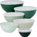 BoxedHome BPA Free Plastic Round Mixing Bowl with Lids, 12 Pack Nesting Bowls with Lids Set, Microwave and Dishwasher Safe Prep & Serving Bowls Great for Mixing, Baking, Serving (Green, 12pcs)