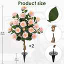 Hollyone 2 Pack Artificial Camellia Tree, 3FT Faux Pink Camellia Flowers Plant with Ground Spike Fake Floral Blooming Flower Plants for Home Indoor Outdoors Front Door Porch Garden Decor