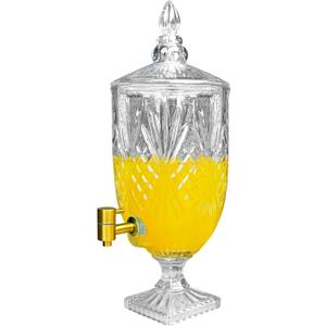 1.3 Gallon Glass Drink Dispenser, Glass Beverage Dispenser with Spigot for Party Bar Wedding, Crystal Collection Jug, Wide Mouth with Lid, Iced Beverage Dispensers (1.3gal colorful)
