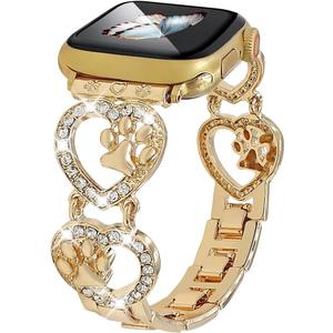 Bling Metal Band Compatible with Apple Watch Bands 38 40 41 42 44 45 46 49mm Women,Love Heart Shape Bracelet Dog Paw Wristband for iWatch Series 10 9 8 7 6 5 4 3 2 Ultra 2 SE (Gold) Bling Metal Band Compatible with Apple Watch Bands 38 40 41 42 44 45 46 49mm Women,Love Heart Shape Bracelet Dog Paw Wristband for iWatch Series 10 9 8 7 6 5 4 3 2 Ultra 2 SE (Gold)