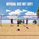 32FT Outdoor Portable Volleyball Net Set, Adjustable Height & Winch | Anti-sag Includes volleyball, pump, boundary line and carry bag; adjustable to 8, 7.8 and 7.4 FT for backyard, beach & lawn