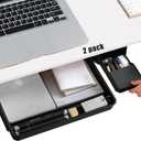 Under Desk Drawer Storage Organizer - 2 Pack (Large and Small) Black - (Please Note - Drawer Size/No Lip Under Desktop) - 2 Installation Methods (Screw or Adhesive)
