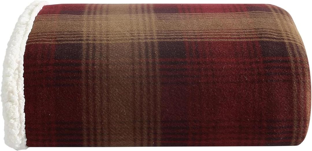 Eddie Bauer - Blanket, Super Soft Reversible Sherpa & Brushed Fleece Bedding, Ideal Throw Blankets for Couch, Plaid Home Design (Nordic Raisin)