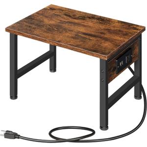 HOOBRO Printer Stand for Desk, Desktop Printer Stand with Charging Station, Small Printer Table with Storage Hook, Under Desk Printer Cart, File Rack for Home Office BF01UPS01