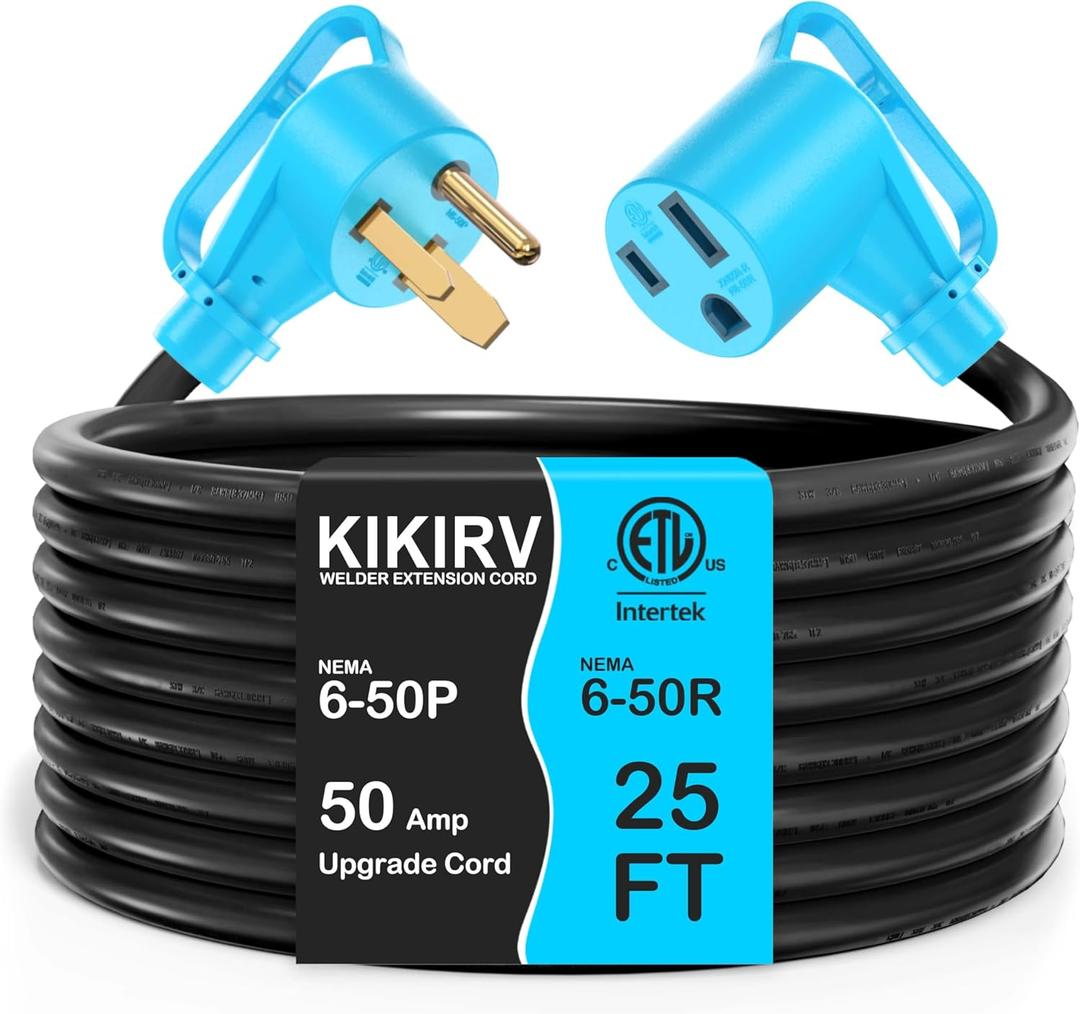 50Amp 25FT Welder Extension Cord 10 AWG, 250V NEMA 6-50P to 6-50R Heavy Duty Power Extension Cord for Welder Plasma MIG TIG Cutter