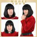 Bettecos Unisex Black Wig with Bangs Short Straight Black Bob Wig for Mens Halloween Costumes Cosplay Party (Black)