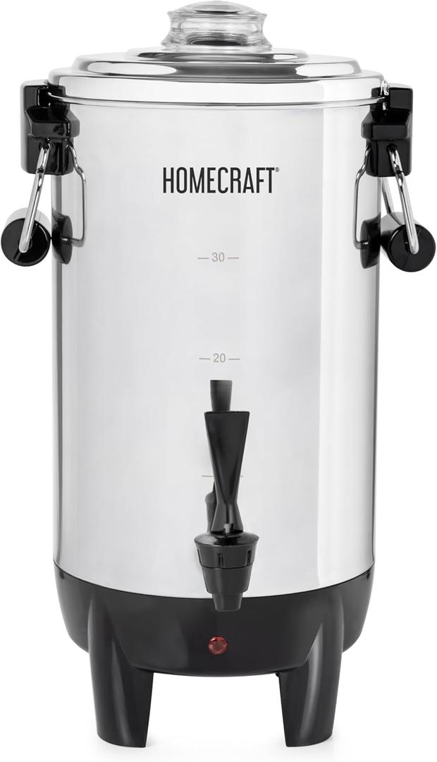 Homecraft Quick-Brewing 1000-Watt Automatic 30-Cup Coffee Urn - Stainless Steel