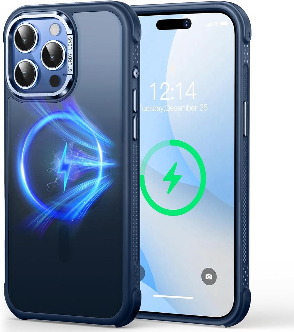 Mist-Armor Designed for iPhone 15 Pro Max Case, [Fit for Mag Safe] [Non-Slip Edge] Military Grade Protective Bumper Silicone Matte Phone Case Cover for iPhone 15 Promax 6.7" Men Women, Blue