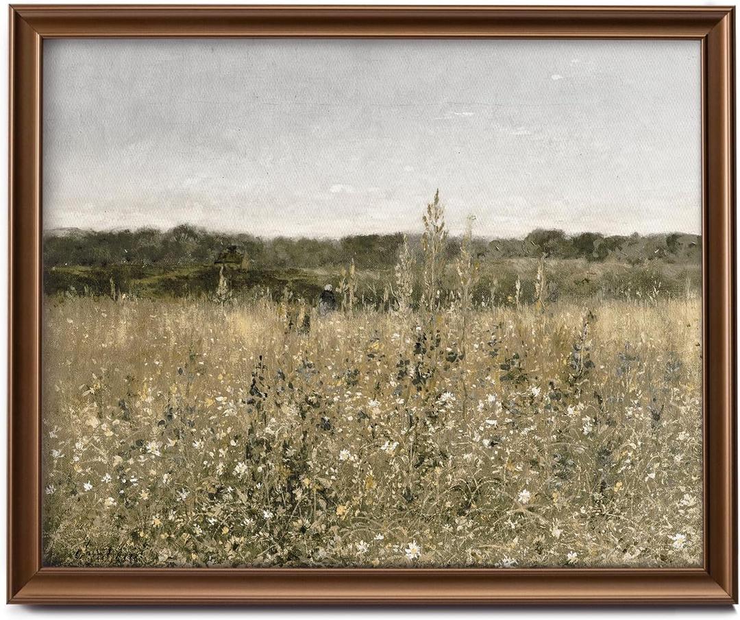 Framed Vintage Canvas Wall Art Decor, Landscape Farmhouse Wall Prints for Bedroom Bathroom Office, Rustic Posters for Living Room Aesthetic, Nature Painting Artwork