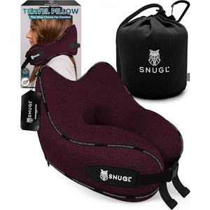SNUGL Travel Pillow – Neck Pillow Airplane, Travel Pillows for Airplanes, Neck Pillows Memory Foam – Road Trip Essentials for Adults – Traveling Essentials - Gifts for Travelers Men & Women
