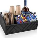 Moderock CoffeePod Holder Coffee Bar Condiment Storage Wooden Coffee Bar Accessories Holder for Countertop, CoffeePod & Syrup Organizer, Farmhouse CoffeeStation Organizer (Black).