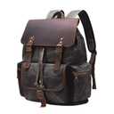 NEHOR Vintage Waxed Canvas Backpack Casual Genuine Leather Laptop Rucksack Shoulder DayPack for Travel/Hiking/School