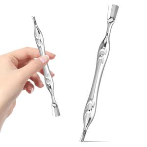 Cuticle Pusher with Cuticle Fork, 2 In 1 Cuticle Trimmer Professional Nail Pusher and Cuticle Cutter Stainless Steel Cuticle Remover Tool for Manicures Pedicure (Sliver)
