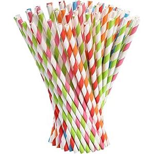 Paper Straws 75 Pack Multi-color