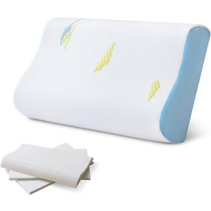 Memory Foam Contour Pillow, Cervical Adjustable Pillow for Kids, Sandwich Orthopedic Pillows for Neck Pain Relief, Ergonomic Memory Foam Neck Pillows for Side Sleepers, Small Size