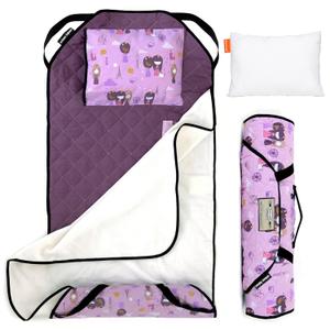 Urban Infant Tot Cot Kids Nap Mat - Toddler Preschool Daycare Bedding Cover with Blanket and Pillow - Violet