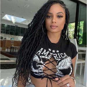 8 Packs Faux Locs Crochet Hair Curly Ends 18 Inch Soft Locs Crochet Dreads Boho Braids Crochet Faux Locs Hair for Women (18inch(pack of 8), 1B)