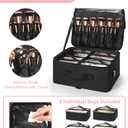 Relavel Extra Large Cosmetic Case, Travel Makeup Bag with 4 Clear Pouches & Lipstick Plate, Portable Cosmetic Case Storage Organizer Box for Makeup Artists with Shoulder Strap & Adjustable Dividers