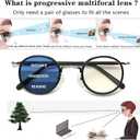 COTIA Reading Glasses Transition Photochromic Progressive Multifocus Reader for Men/Women Classic Round Eyewear