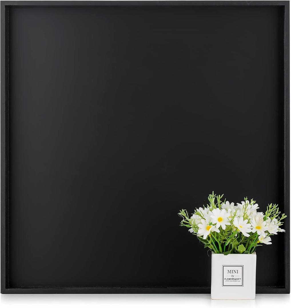Hanobe Ottoman Tray for Living Room: Modern Extra Large Black Serving Decorative Trays with Cutout Handles for Coffee Table Home Decor, 20"
