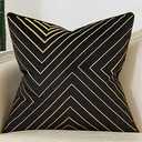 Avigers 20 x 20 Inch Black Gold Striped Geometric Lines Embroidery Velvet Cushion Case Luxury Modern Throw Pillow Cover Decorative Pillow for Couch Living Room Bedroom Car 50 x 50cm