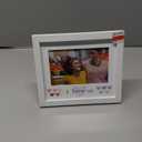 8×7 I Love Us Picture Frame Raised White Outer MDF Wood Moulding White Wood Grain Finish Mat With Gray Screen printed Text Silver Finish Metal Heart Attachment