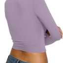 REORIA Long Sleeve Shirts for Women 2024 Fall Fashion Square Neck Basics Y2K Crop Tops Layering Slim Fitted Top, XL