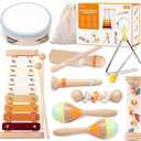 Toddler Musical Instruments Sets, Montessori Wooden Percussion Educational Baby Musical Toys Xylophone Maracas Tambourine for 2 3 4 Year Old, 18 Months Gifts for Baby Boys Girls Kids (8pcs)