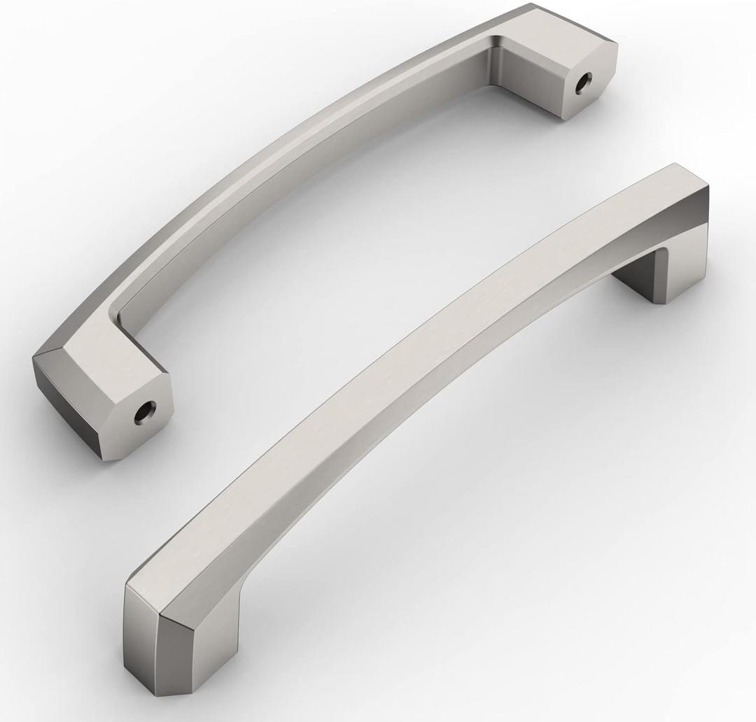 Amerdeco 10 Pack Brushed Satin Nickel Cabinet Pulls 4 Inch(102MM) Hole Centers Kitchen Cabinet Handles Hardware Kitchen Handles for Cabinets Cupboard Handles Drawer Pulls ZH0032