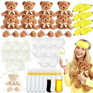 8-Set Gender Reveal Baby Shower Games Set with Teddy Bears Cards & Gift Bags, Totally 48Pcs Quick Setup Diaper Changing Bottle Chug Games, Gender Reveal Party Baby Shower Prizes Gifts for Adults