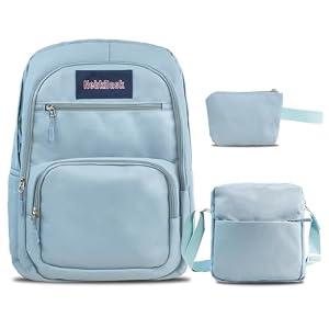 NebkDask Travel Laptop Backpack for Women & Men, Water Resistant Carry On Backpack Fits 15.6 Inch Laptop, Large Side Pocket for Owala FreeSip Bottles, Personal Item Bag for Travel Work College(Blue)