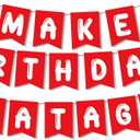 Make Birthdays Great Again Banner, Patriotic Party Supplies Decorations, Funny MAGA Birthday Banners for Adults, Red White Garland Backdrop, Reusable Red White Themed Celebration Decor