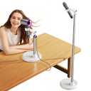 Hands Free Adjustable Hair Dryer Stand, 17-51in Height & 360° Swivel, for Countertop and Floor Use, Heavy-Duty Blow Dryer Holder with Hook, Fits Most Hair Dryers for Home, Vanity, Bathroom