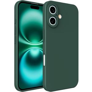 iPhone 16 Plus Case, Slim Thin Ultra Flexible Silicone Phone Case for iPhone 16 Plus, Gel Rubber Soft Skin Silicone Protective Case, Feels Good to Touch, Drop Protection (Dark Green)