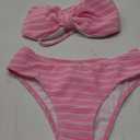 SOLY HUX Women's Bikini Sets Striped Bowknot Bathing Suits Spaghetti Strap Two Piece Swimsuit Smal