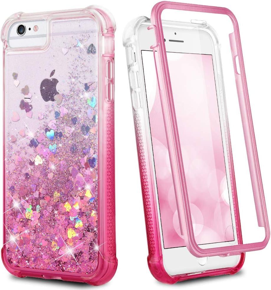 Ruky for iPhone 6 6s 7 8 Case, iPhone SE 2022 Case, Glitter Full Body Rugged with Built-in Screen Protector Shockproof Protective Girls Women Cover for iPhone 6/6s/7/8/SE 2020 & 2022 (Gradient Pink) | for iPhone 6, 6s, 7, 8, iPhone SE 2022 Case, Glitter
