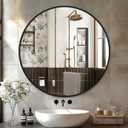 Black Frame Mirror, Bathroom Mirrors for Wall,26'' Round Circle Mirror for Entryway Bedroom Vanity(26'',Black)