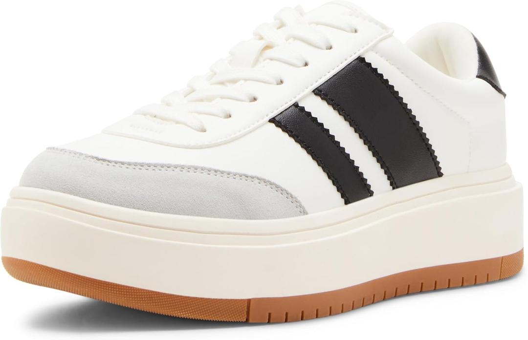 Madden Girl Women's Navida Sneakers (6, White/Black)