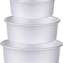 HomeMall Round Cake Pan Set of 3 (6 x 3 inch/8 x 3 inch/10 x 3 inch), Aluminum Baking Pans for Layer Cakes, Heavy Duty Non-Stick, Evenly Baking Tools for Home Kitchen, Birthday Wedding Anniversary