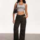 Women's Letter Print Sleeveless Tank Top Scoop Neck Slim Fit Crop Tops Shirts (S)