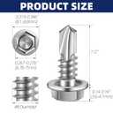 #8 x 1/2" Hex Washer Head Self Tapping Sheet Metal Screws with Drill Point, Stainless Steel 410, Self Drilling, 200 PCS