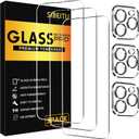 SIBEITU 3 Pack Screen Protector for iPhone 13 Pro Max with 3 Pack Camera Lens Tempered Glass Protector, 6.7 Inch HD Clear Glass Film 9H Hardness Full Coverage, Scratch Resistent, No Air Bubbles