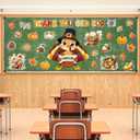 2 x Treasure Cove Turkey Bulletin Board Decoration Set Thanksgiving Turkey Cutouts for Classroom School Wall Decor Party Supplies 56Pcs