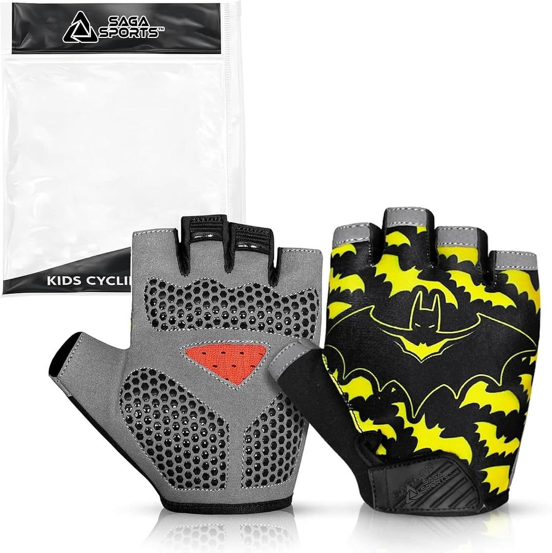 Half Finger Kids Cycling Gloves| Non-Slip, Padded, Antislip, Fingerless Kids Bike Gloves for Boys and Girls | Ideal for BMX, MTB, Gymnastics