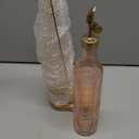 COOK WITH COLOR Glass Olive Oil Dispenser Bottle - 2 Pack, 17 oz Cruet - Elegant Carafe Decanter with Spout for Kitchen, Suitable for Vinegar, Coffee Syrups & Other Liquids (Pink with Bamboo Holder)