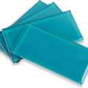 Glass Tile for Backsplash, Glass Subway Tile 3x6 Inch Cyan for Kitchen Bathroom Shower Wall (32 Pcs 4 sq.ft)