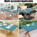 Smiry Rectangle Picnic Table Cover, Waterproof Elastic Fitted Camping Tablecloths for 8 Foot Tables, Wipeable Flannel Backed Vinyl Tablecloth Protector for Indoor, Outdoor (Turquoise, 36x96 Inches)